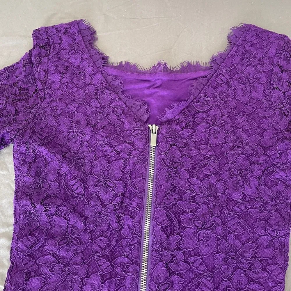 NWOT DVF Zaria Lace Dress Purple Women Size 0